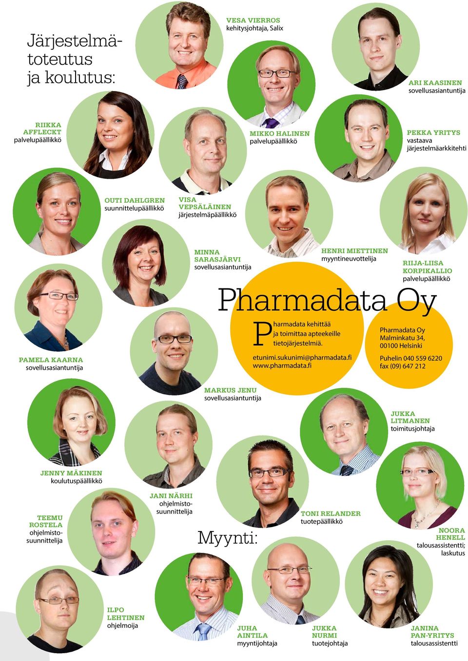 kehittää ja toimittaa apteekeille tietojärjestelmiä. etunimi.sukunimi@pharmadata.