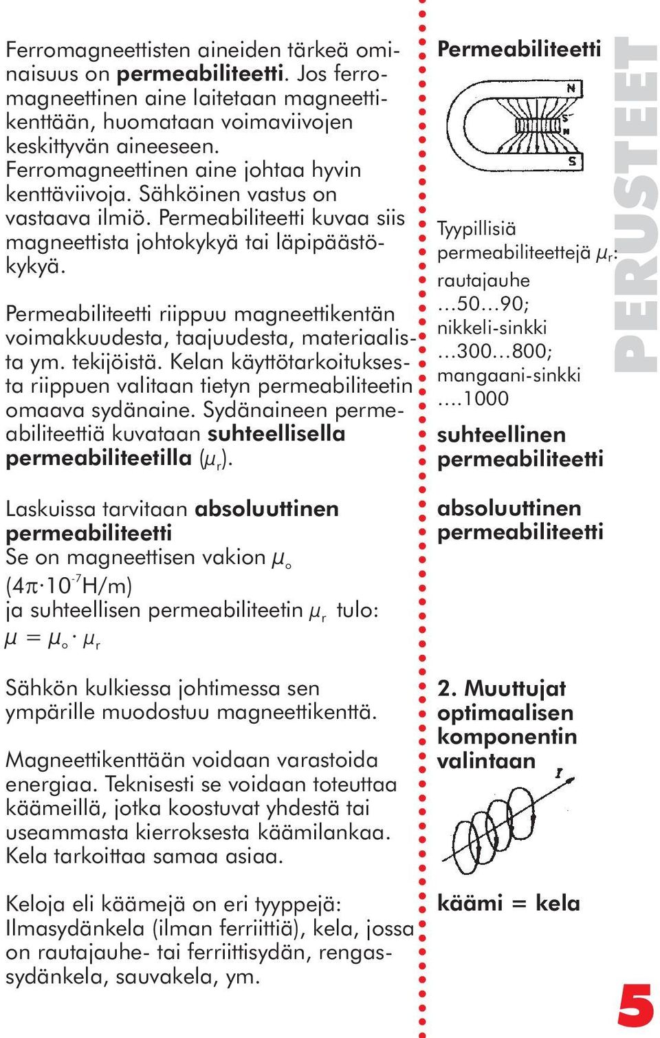 rautajauhe Permeabiliteetti riippuu magneettikentän 50 90; nikkeli-sinkki voimakkuudesta, taajuudesta, materiaalista ym. tekijöistä.