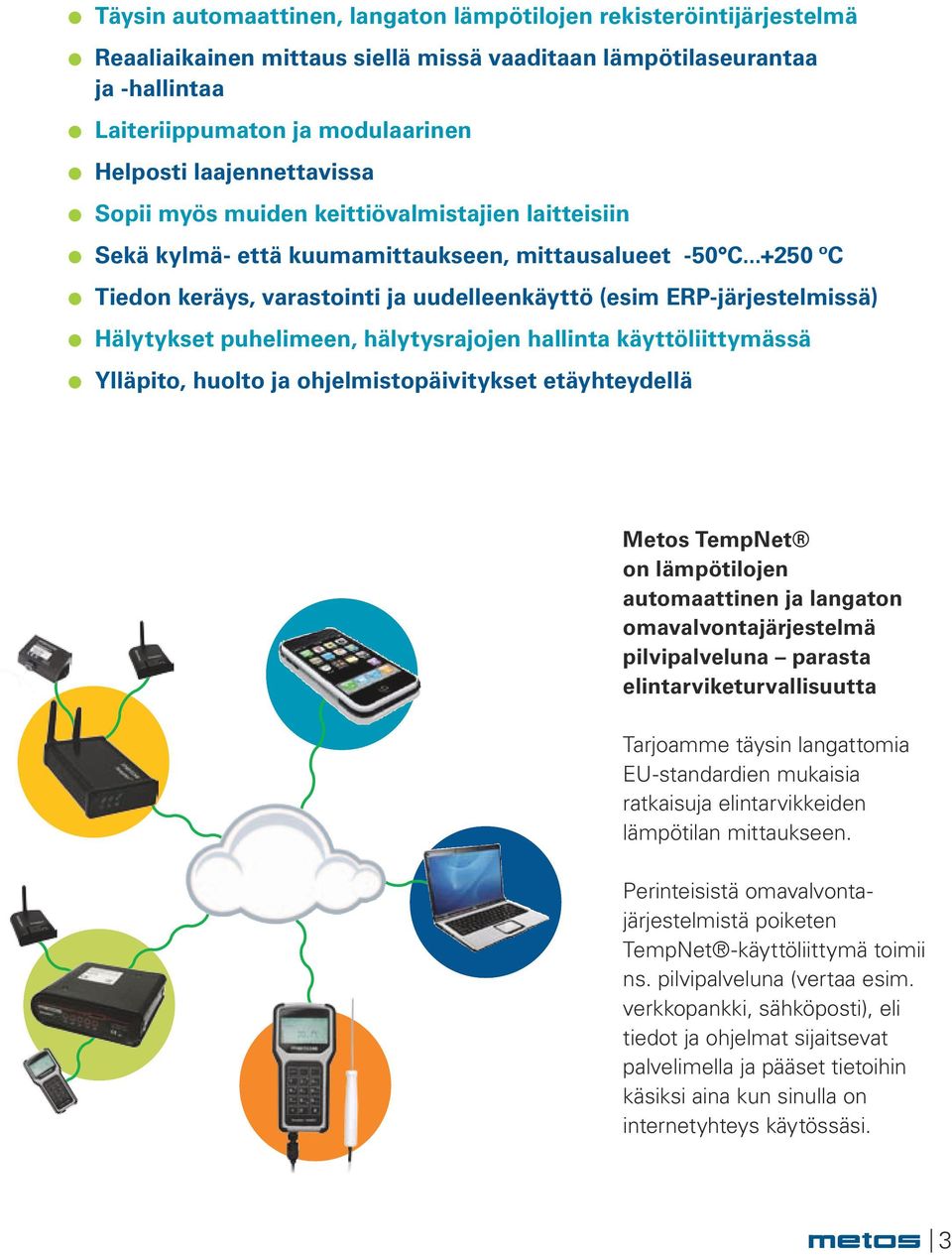 ..+250 ºC Tiedon keräys, varastointi ja uudelleenkäyttö (esim ERP-järjestelmissä) Hälytykset puhelimeen, hälytysrajojen hallinta käyttöliittymässä Ylläpito, huolto ja ohjelmistopäivitykset