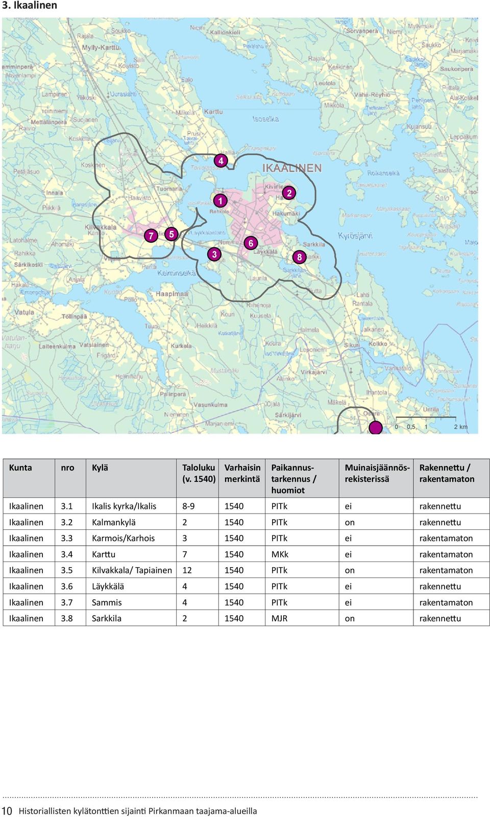 3 Karmois/Karhois 3 1540 PITk ei Ikaalinen 3.4 Karttu 7 1540 MKk ei Ikaalinen 3.