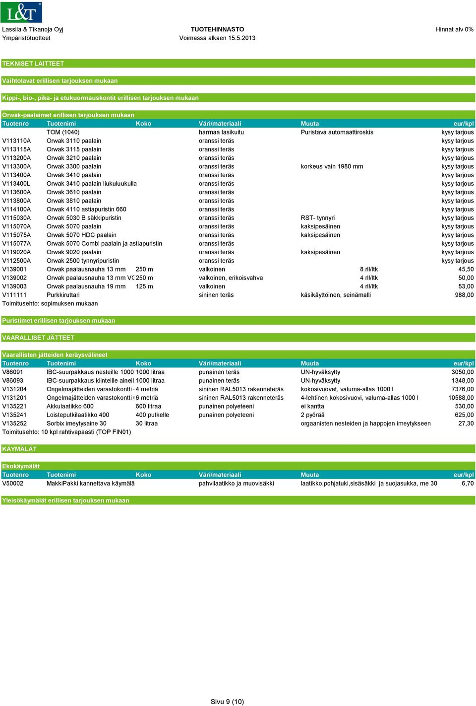 tarjous V113300A Orwak 3300 paalain oranssi teräs korkeus vain 1980 mm kysy tarjous V113400A Orwak 3410 paalain oranssi teräs kysy tarjous V113400L Orwak 3410 paalain liukuluukulla oranssi teräs kysy