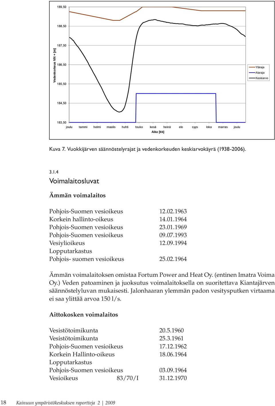 1964 Pohjois-Suomen vesioikeus 23.01.1969 Pohjois-Suomen vesioikeus 09.07.1993 Vesiylioikeus 12.09.1994 Lopputarkastus Pohjois- suomen vesioikeus 25.02.