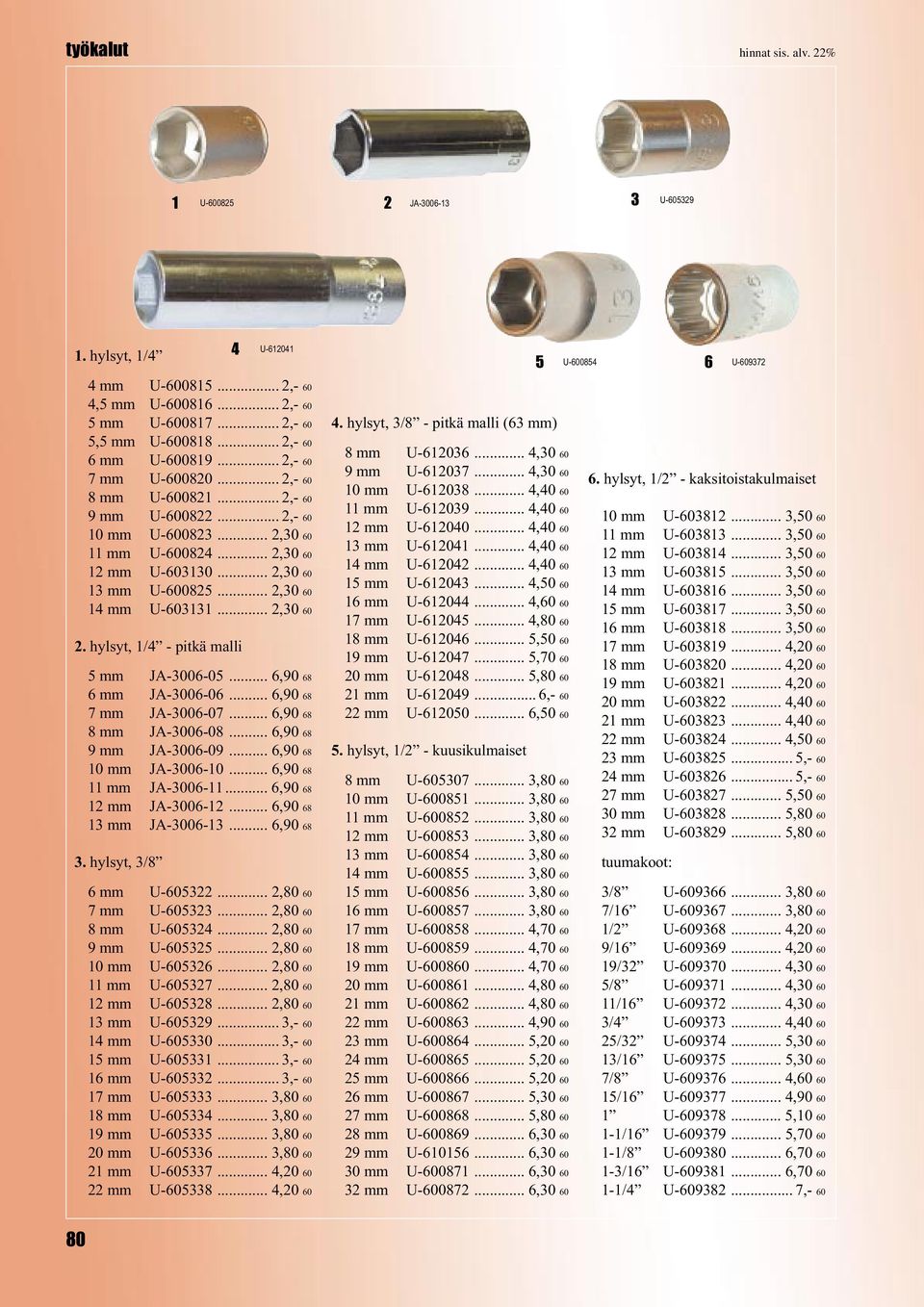 ..,90 8 mm JA-300-0...,90 8 mm JA-300-0...,90 8 8 mm JA-300-08...,90 8 9 mm JA-300-09...,90 8 0 mm JA-300-0...,90 8 mm JA-300-...,90 8 2 mm JA-300-2...,90 8 3 mm JA-300-3...,90 8 3. hylsyt, 3/8 mm U-05322.