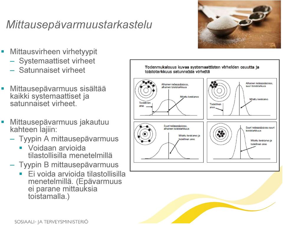 Mittausepävarmuus jakautuu kahteen lajiin: Tyypin A mittausepävarmuus Voidaan arvioida