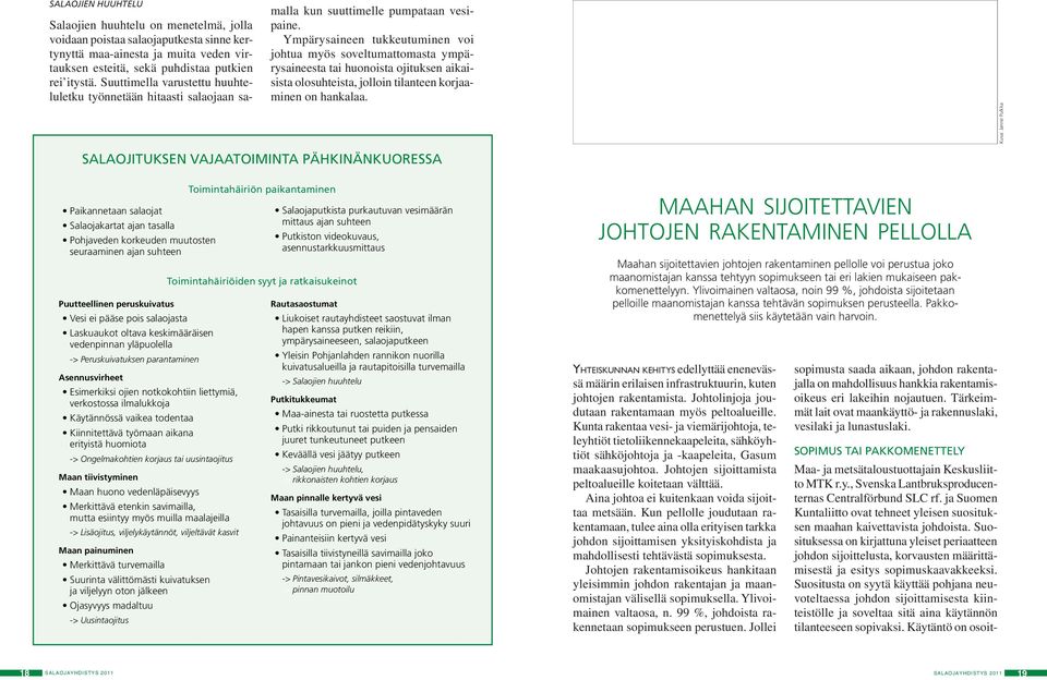 Ympärysaineen tukkeutuminen voi johtua myös soveltumattomasta ympärysaineesta tai huonoista ojituksen aikaisista olosuhteista, jolloin tilanteen korjaaminen on hankalaa.