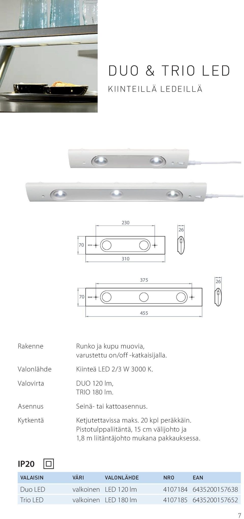 Ketjutettavissa maks. 20 kpl peräkkäin.