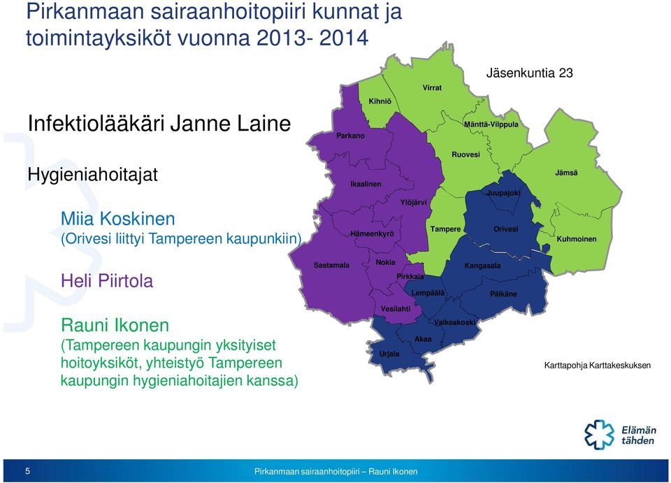 Juupajoki Orivesi Jämsä Kuhmoinen Heli Piirtola Sastamala Nokia Pirkkala Lempäälä Kangasala Pälkäne Rauni Ikonen (Tampereen kaupungin