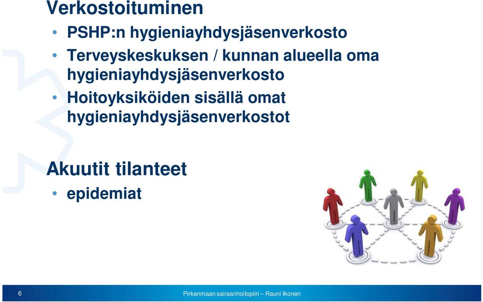 hygieniayhdysjäsenverkosto Hoitoyksiköiden sisällä