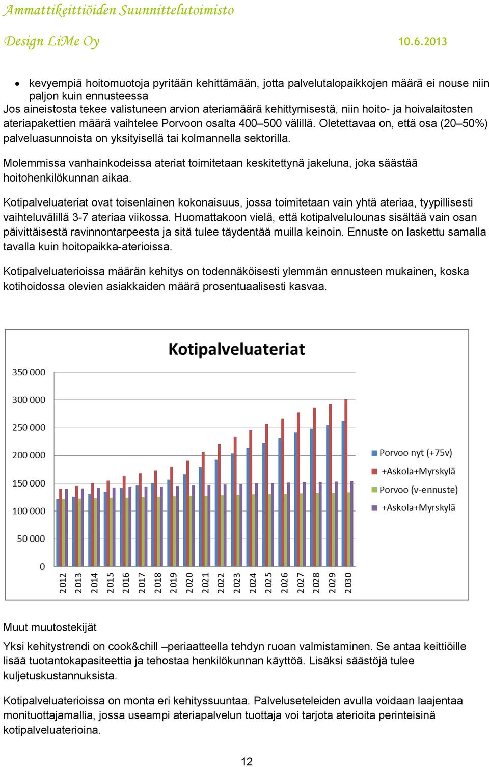 Molemmissa vanhainkodeissa ateriat toimitetaan keskitettynä jakeluna, joka säästää hoitohenkilökunnan aikaa.