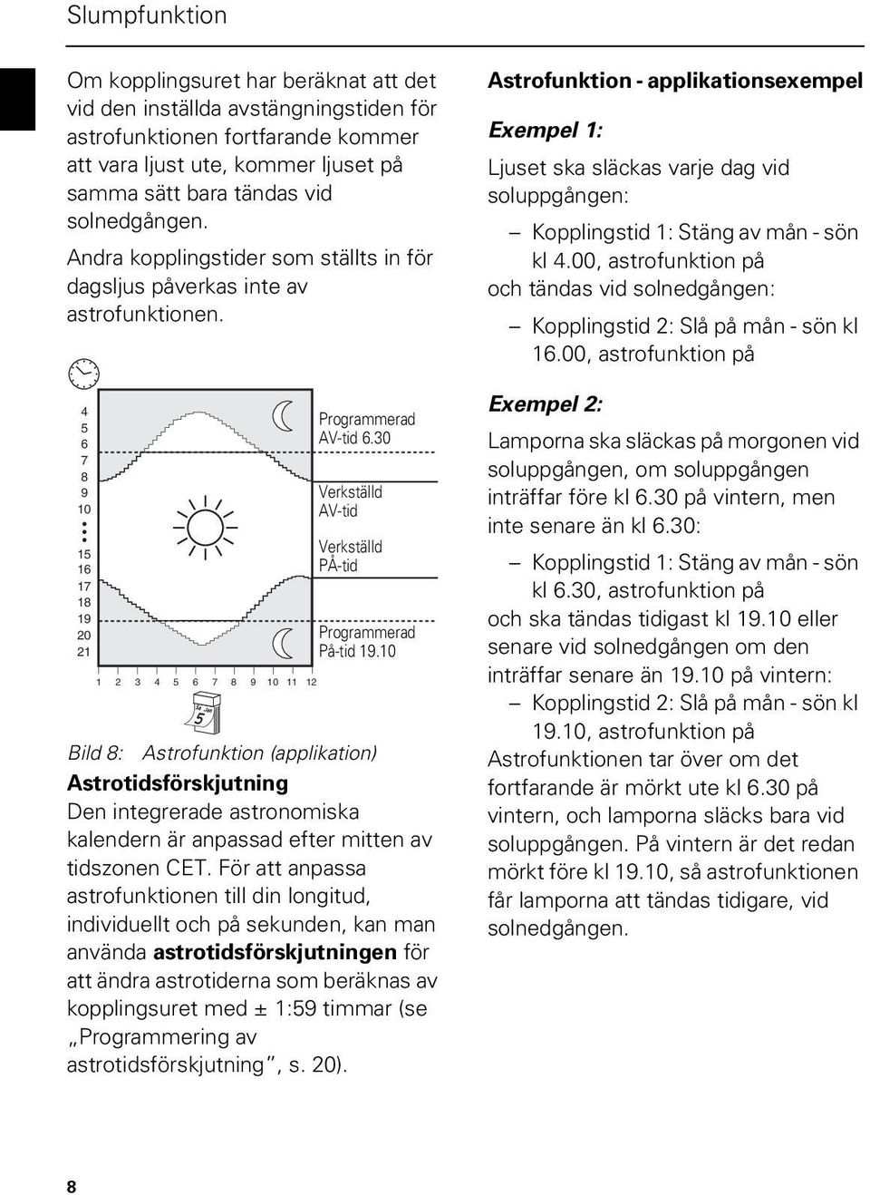 4 5 6 7 8 9 10 15 16 17 18 19 20 21 1 2 3 4 5 6 7 8 9 10 11 Bild 8: strofunktion (applikation) strotidsförskjutning Den integrerade astronomiska kalendern är anpassad efter mitten av tidszonen CET.
