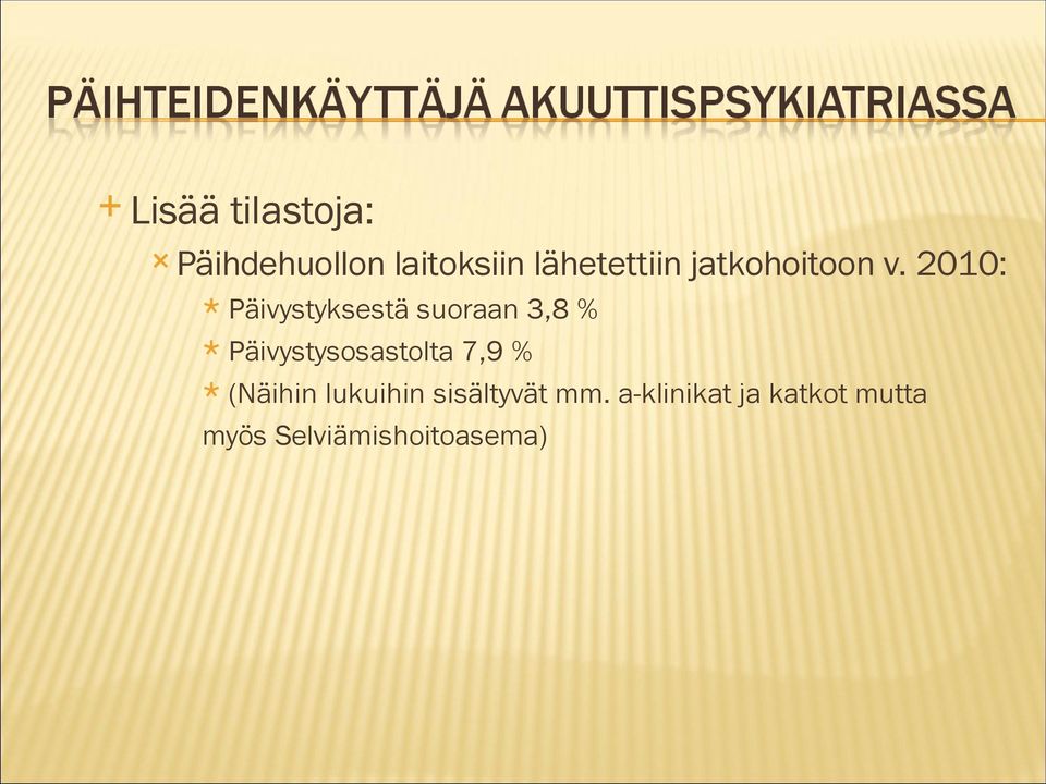 2010: Päivystyksestä suoraan 3,8 % Päivystysosastolta