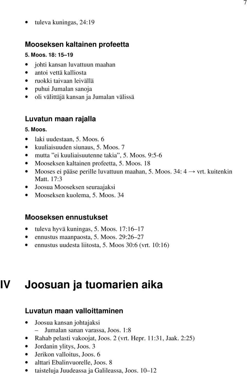 18: 15 19 johti kansan luvattuun maahan antoi vettä kalliosta ruokki taivaan leivällä puhui Jumalan sanoja oli välittäjä kansan ja Jumalan välissä Luvatun maan rajalla 5. Moos. laki uudestaan, 5.