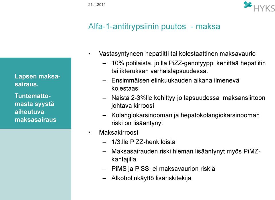 hepatiitin tai ikteruksen varhaislapsuudessa.