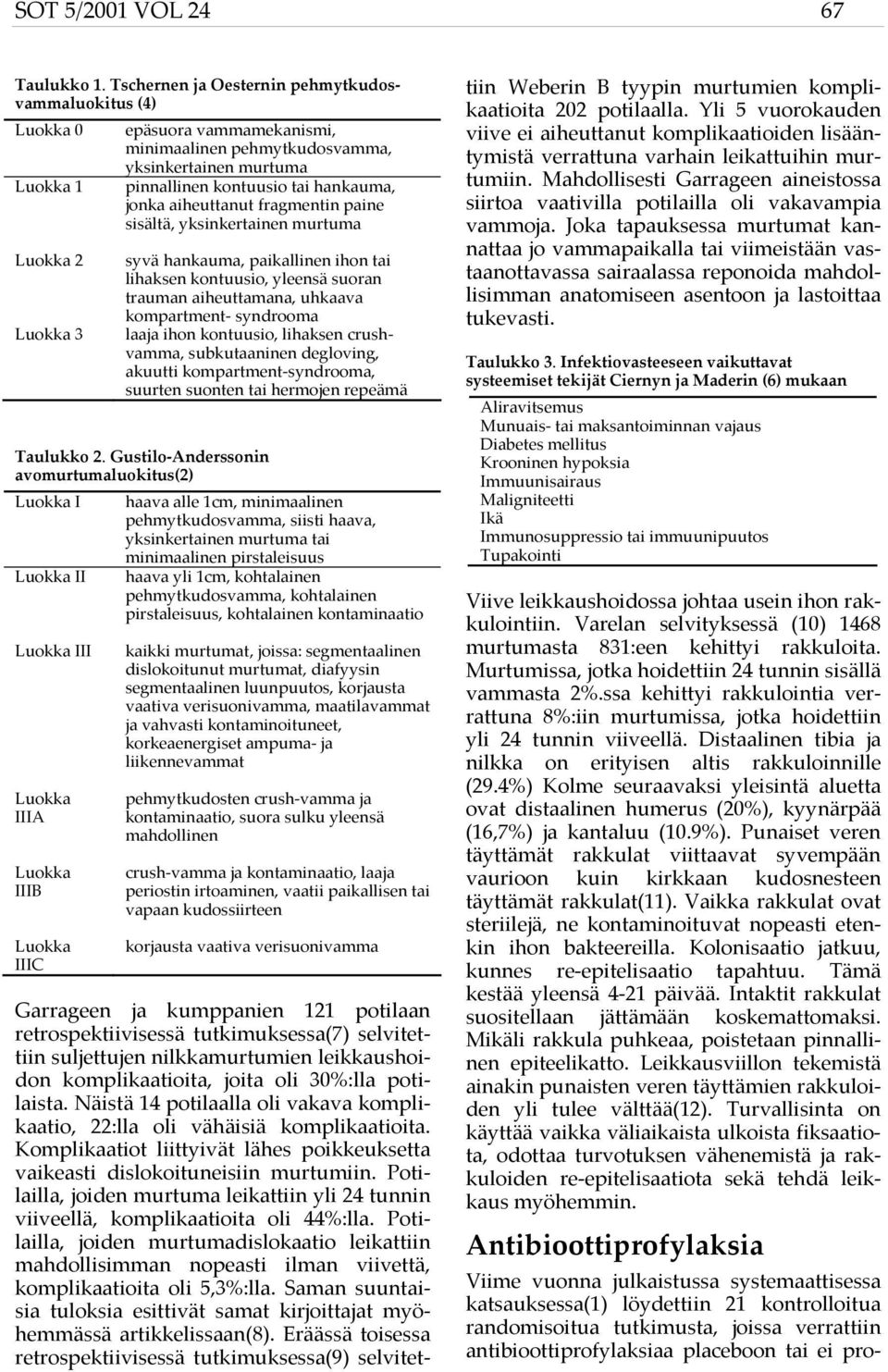 paine sisältä, yksinkertainen murtuma 2 3 syvä hankauma, paikallinen ihon tai lihaksen kontuusio, yleensä suoran trauman aiheuttamana, uhkaava kompartment- syndrooma laaja ihon kontuusio, lihaksen