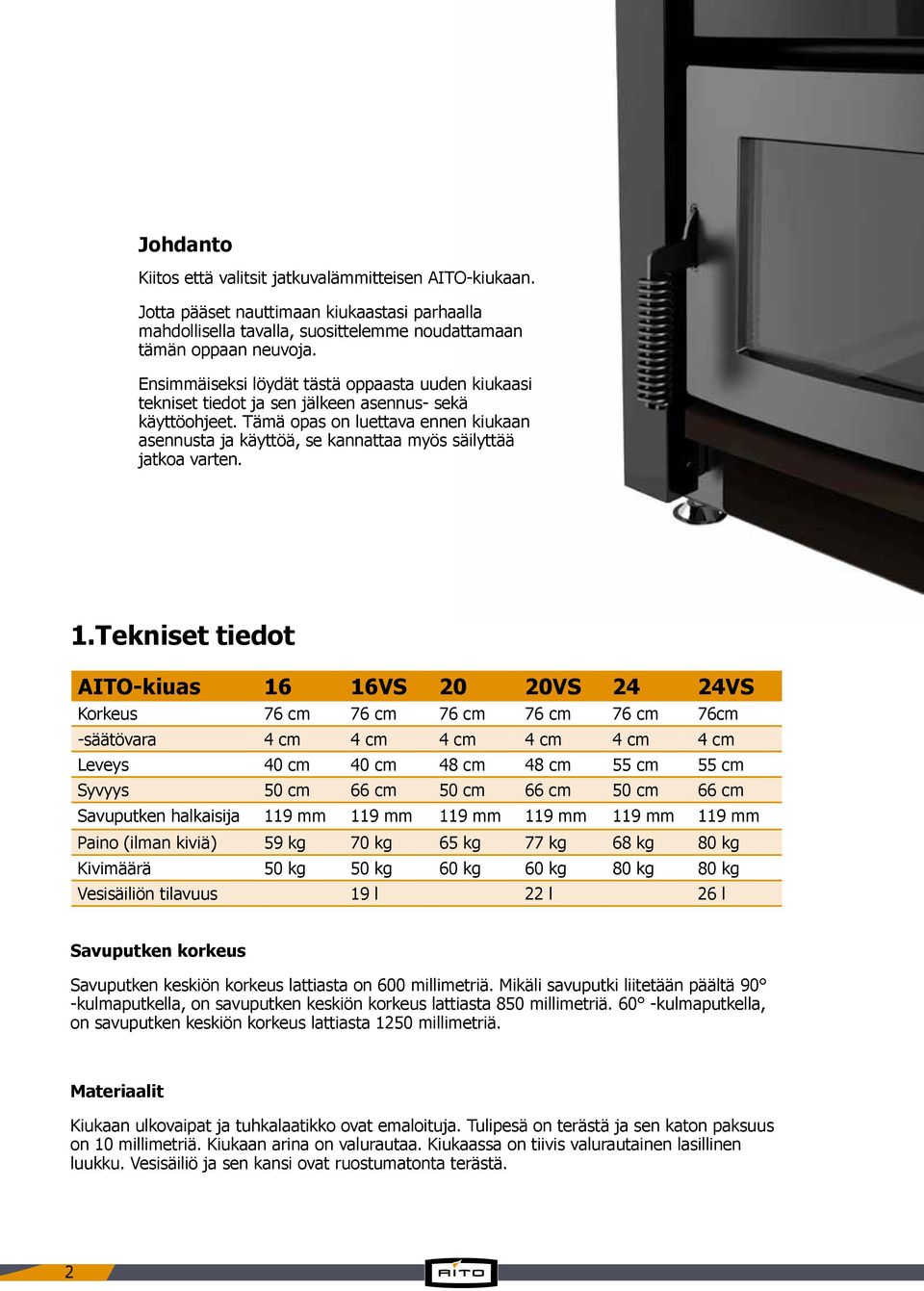 Tämä opas on luettava ennen kiukaan asennusta ja käyttöä, se kannattaa myös säilyttää jatkoa varten. 1.