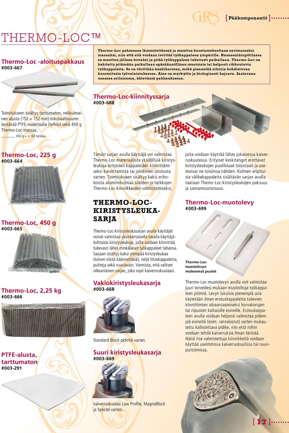 Thermo-Loc on kehitetty pitämään paikallaan epäsäännöllisen muotoisia tai helposti rikkoutuvia työkappaleita.