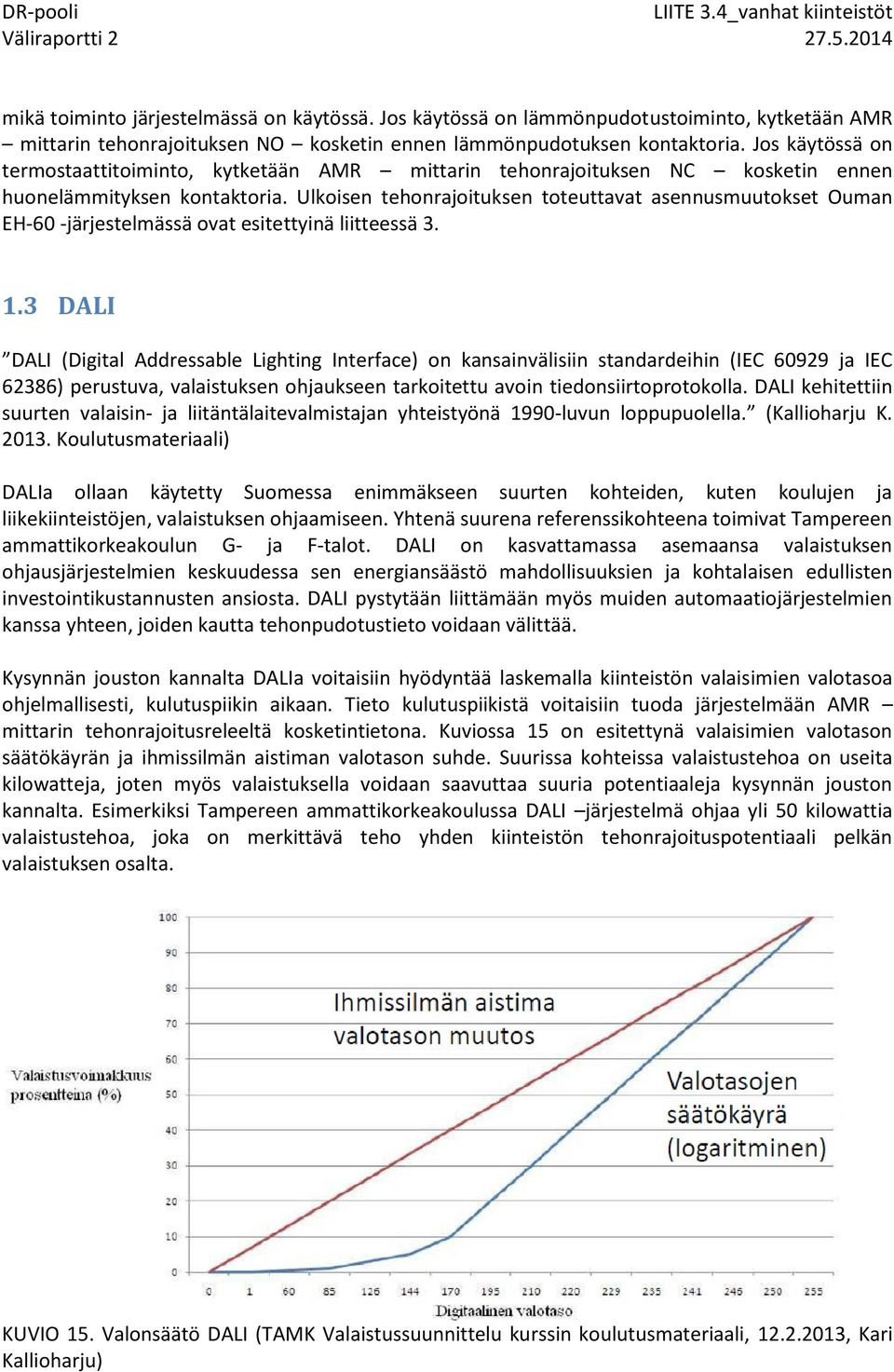 Ulkoisen tehonrajoituksen toteuttavat asennusmuutokset Ouman EH-60 -järjestelmässä ovat esitettyinä liitteessä 3. 1.