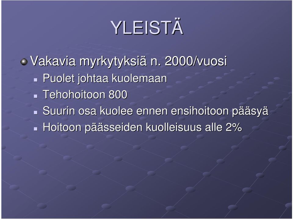 Tehohoitoon 800 Suurin osa kuolee ennen
