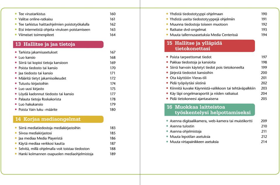 kirjastoihin 174 Luo uusi kirjasto 175 Löydä kadonnut tiedosto tai kansio 177 Palauta tietoja Roskakorista 178 Luo hakukansio 179 Poista Vain luku -määrite 180 14 Korjaa mediaongelmat Siirrä