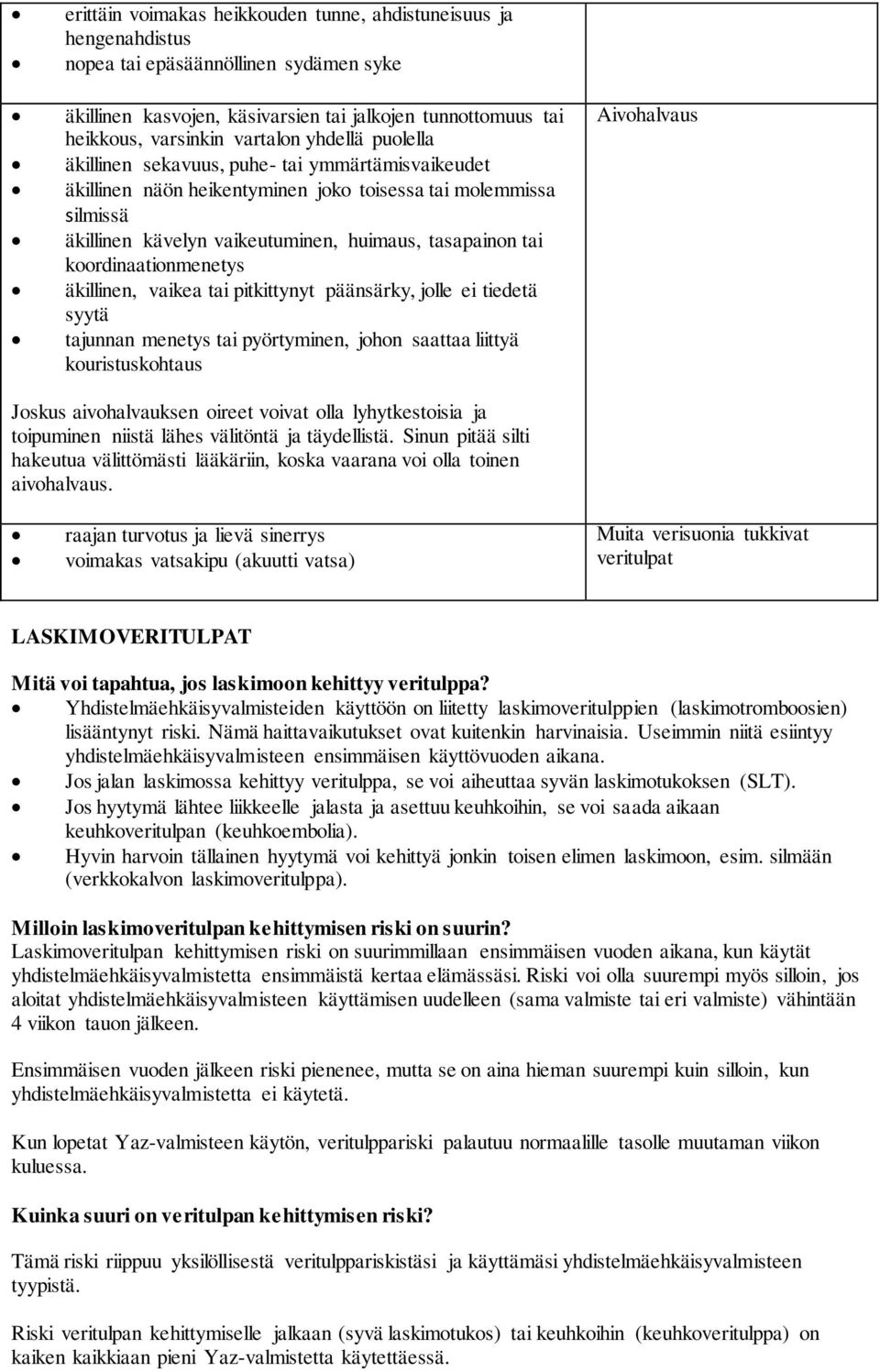 koordinaationmenetys äkillinen, vaikea tai pitkittynyt päänsärky, jolle ei tiedetä syytä tajunnan menetys tai pyörtyminen, johon saattaa liittyä kouristuskohtaus Aivohalvaus Joskus aivohalvauksen