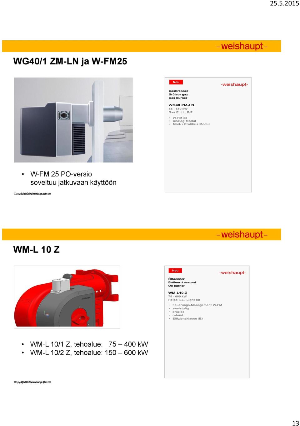 WM-L 10 Z WM-L 10/1 Z, tehoalue: 75 400 kw WM-L 10/2