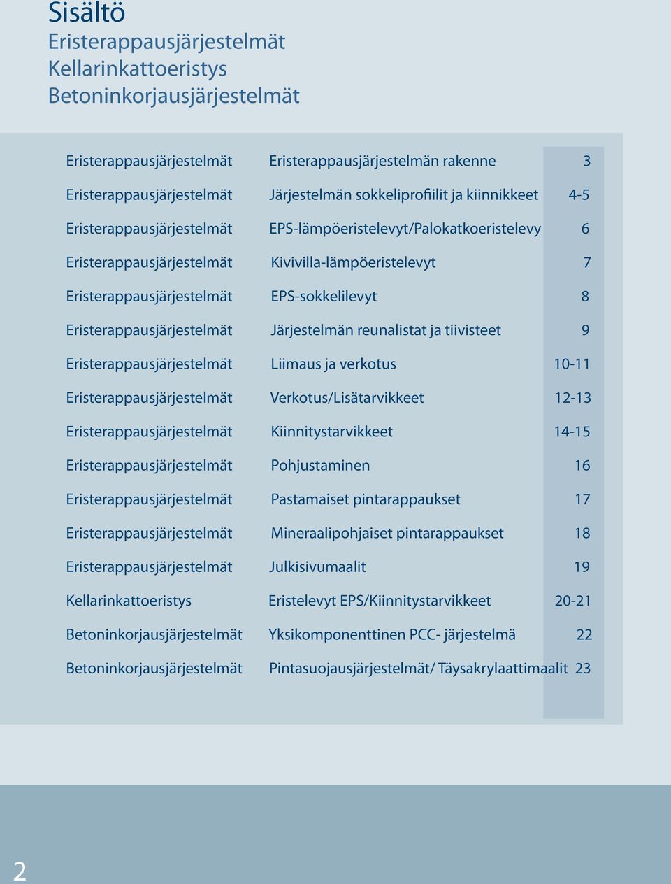 Mineralfaserdämmplatten Kivivilla-lämpöeristelevyt 77 WDV-Systeme Bossen-, EPS-sokkelilevyt Sockel-/Perimeterdämmplatten 8 8 WDV-Systeme Systemanschluss Järjestelmän reunalistat ja tiivisteet 9 9