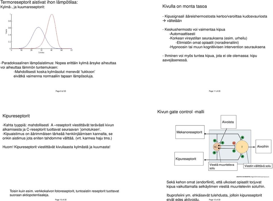 urheilu) -Elimistön omat opiaatit (noradrenaliini) -Hypnoosin tai muun kognitiivisen intervention seurauksena -Paradoksaalinen lämpöaistimus: Nopea erittäin kylmä ärsyke aiheuttaa voi aiheuttaa