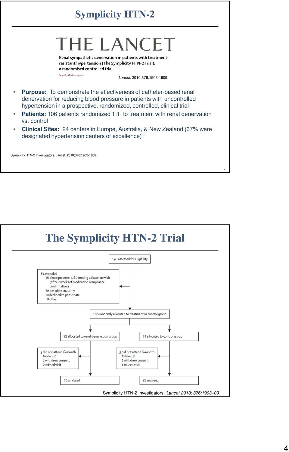 in a prospective, randomized, controlled, clinical trial Patients: 106 patients randomized 1:1 to treatment with renal denervation vs.