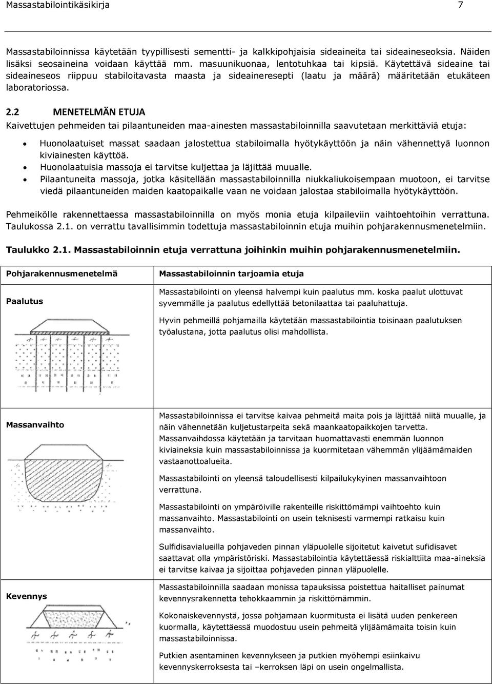 2 MENETELMÄN ETUJA Kaivettujen pehmeiden tai pilaantuneiden maa-ainesten massastabiloinnilla saavutetaan merkittäviä etuja: Huonolaatuiset massat saadaan jalostettua stabiloimalla hyötykäyttöön ja