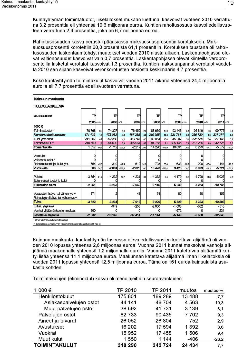 Maksuosuusprosentti korotettiin 60,0 prosentista 61,1 prosenttiin. Korotuksen taustana oli rahoitusosuuden laskentaan tehdyt muutokset vuoden 2010 alusta alkaen.