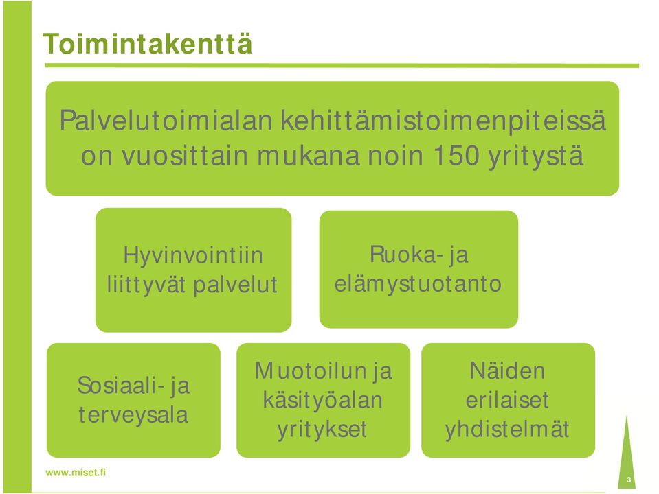 palvelut Ruoka- ja elämystuotanto Sosiaali- ja terveysala