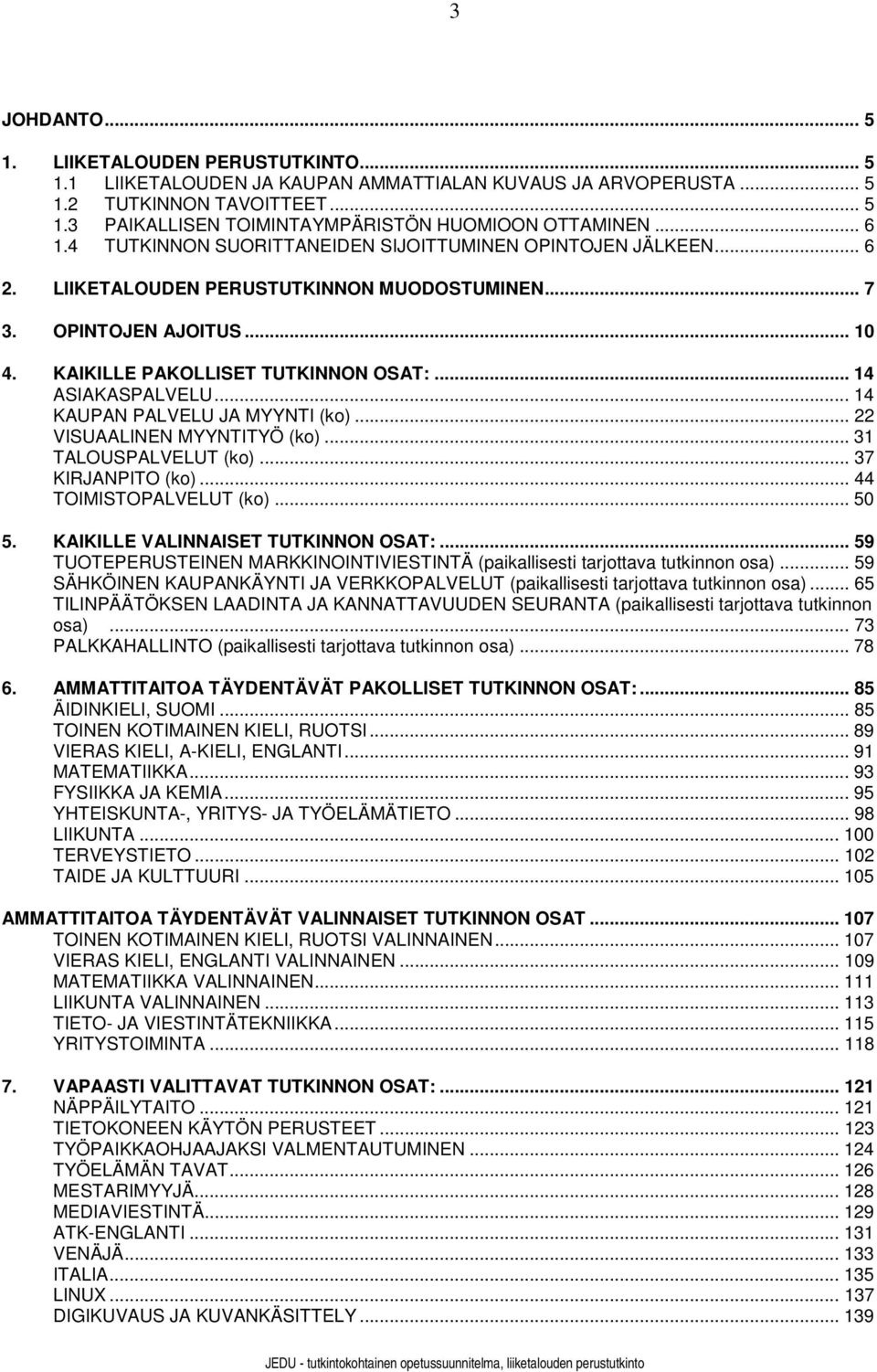 .. 14 ASIAKASPALVELU... 14 KAUPAN PALVELU JA MYYNTI (ko)... 22 VISUAALINEN MYYNTITYÖ (ko)... 31 TALOUSPALVELUT (ko)... 37 KIRJANPITO (ko)... 44 TOIMISTOPALVELUT (ko)... 50 5.