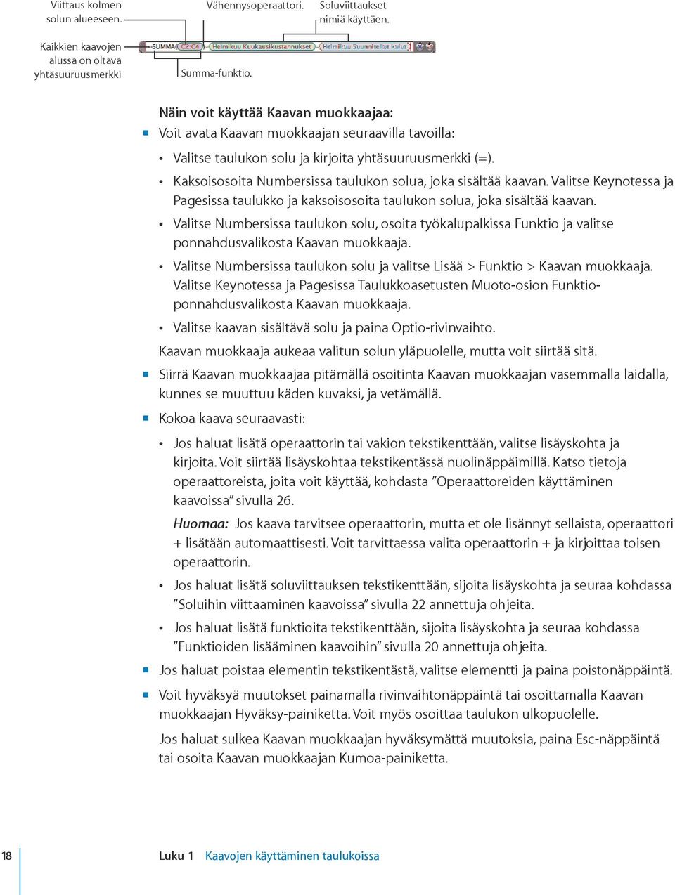 Kaksoisosoita Numbersissa taulukon solua, joka sisältää kaavan. Valitse Keynotessa ja Pagesissa taulukko ja kaksoisosoita taulukon solua, joka sisältää kaavan.