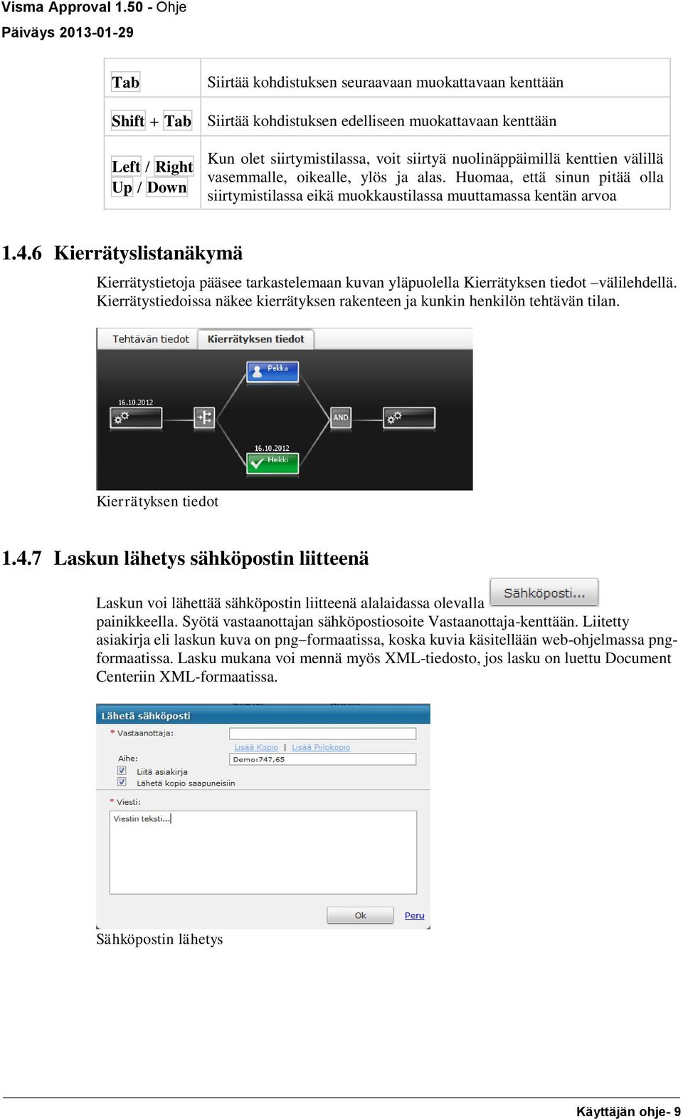 6 Kierrätyslistanäkymä Kierrätystietoja pääsee tarkastelemaan kuvan yläpuolella Kierrätyksen tiedot välilehdellä. Kierrätystiedoissa näkee kierrätyksen rakenteen ja kunkin henkilön tehtävän tilan.