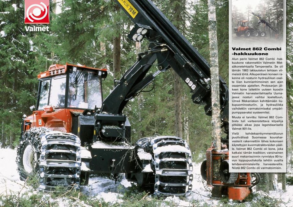 Protosarjan jälkeen kone laitettiin uuteen kuosiin Valmetin harvesteritehtaalla Uumajassa: nosturi vaihtui koeteltuun, Umeå Mekaniskan kehittämään liukupuominosturiin, ja hydrauliikka vaihdettiin