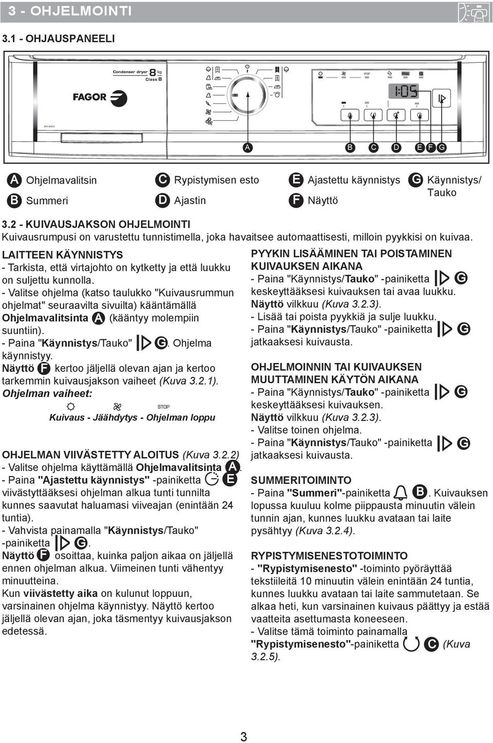 LAITTEEN KÄYNNISTYS - Tarkista, että virtajohto on kytketty ja että luukku on suljettu kunnolla.