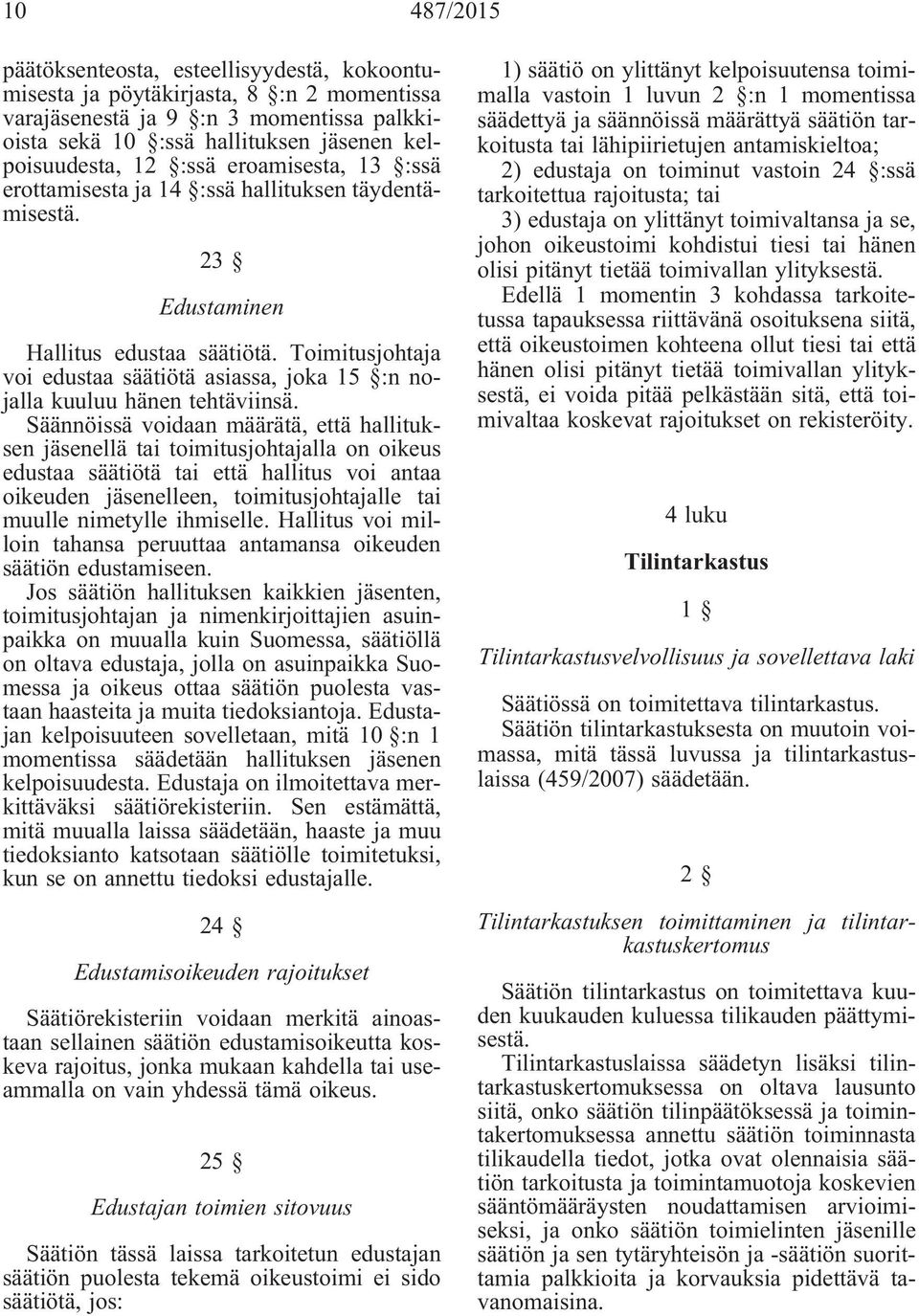 Toimitusjohtaja voi edustaa säätiötä asiassa, joka 15 :n nojalla kuuluu hänen tehtäviinsä.