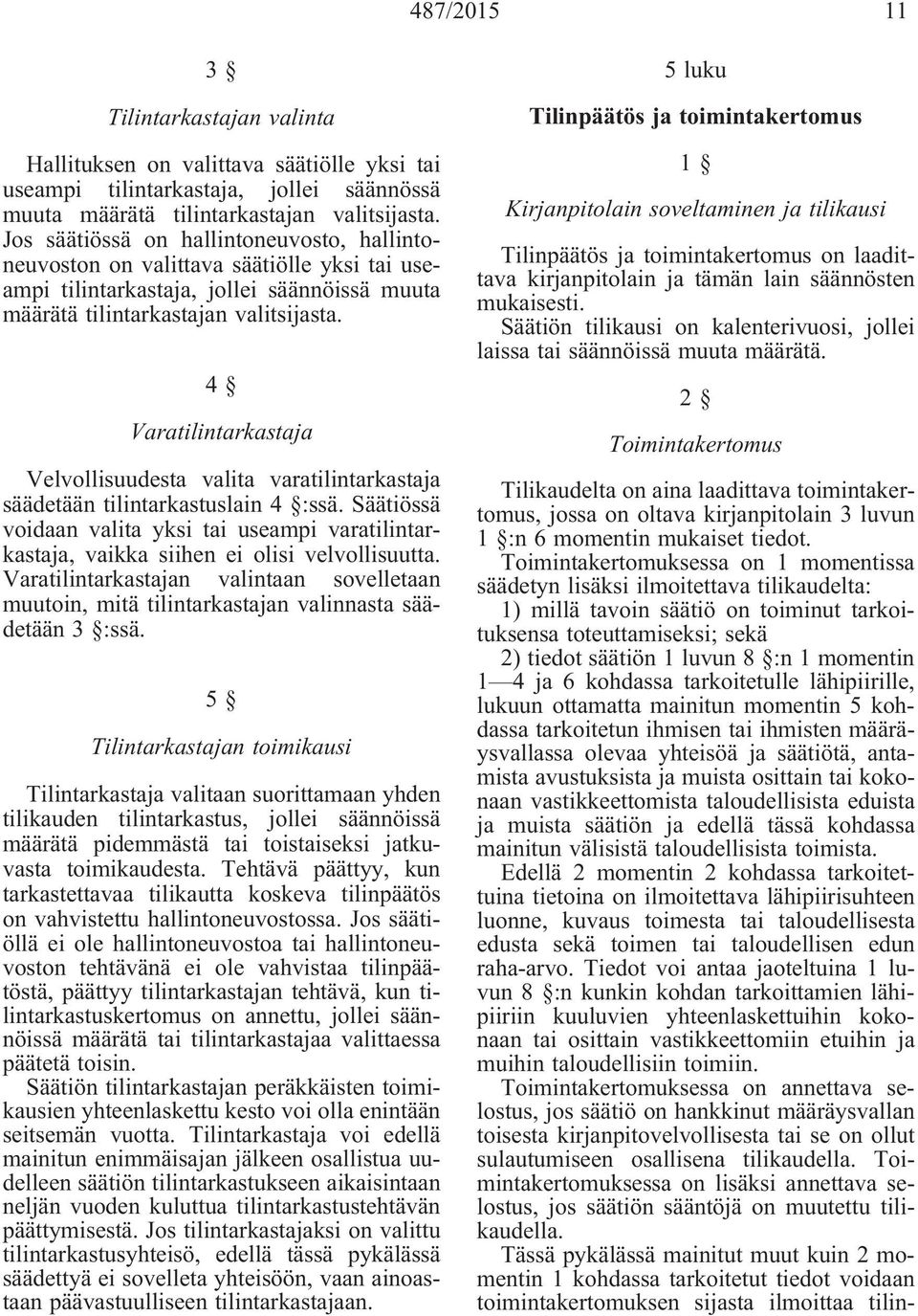 4 Varatilintarkastaja Velvollisuudesta valita varatilintarkastaja säädetään tilintarkastuslain 4 :ssä.