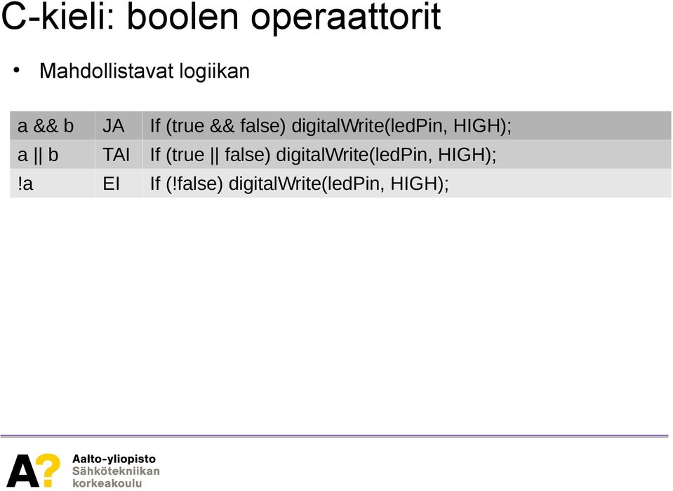 digitalwrite(ledpin, HIGH); a b TAI If (true false)