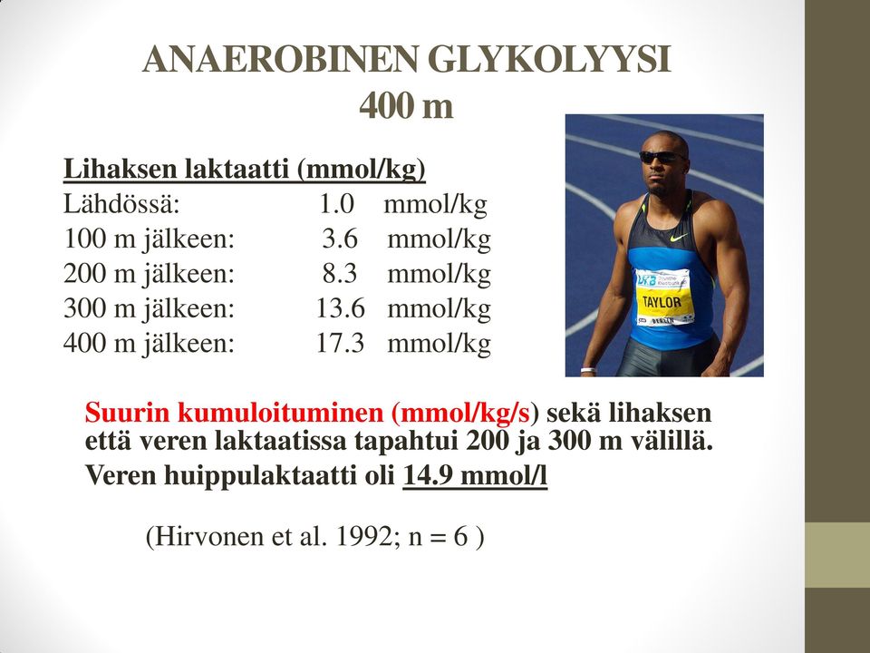 6 mmol/kg 400 m jälkeen: 17.