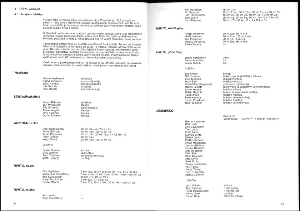 HIIHTO, mäkihyppy Kari Härkönen Aki Karvonen Harri Kirvesniemi Juha Mieto Kari Ristanen 15 km 13:s 15 km 2:nen, 30 km 5:s, 50 km 3:s, 4 x 10 km 3:s 15 km 3:s, 30 km 7:s, 50 km 4:s, 4 x 10 km 3:s 15