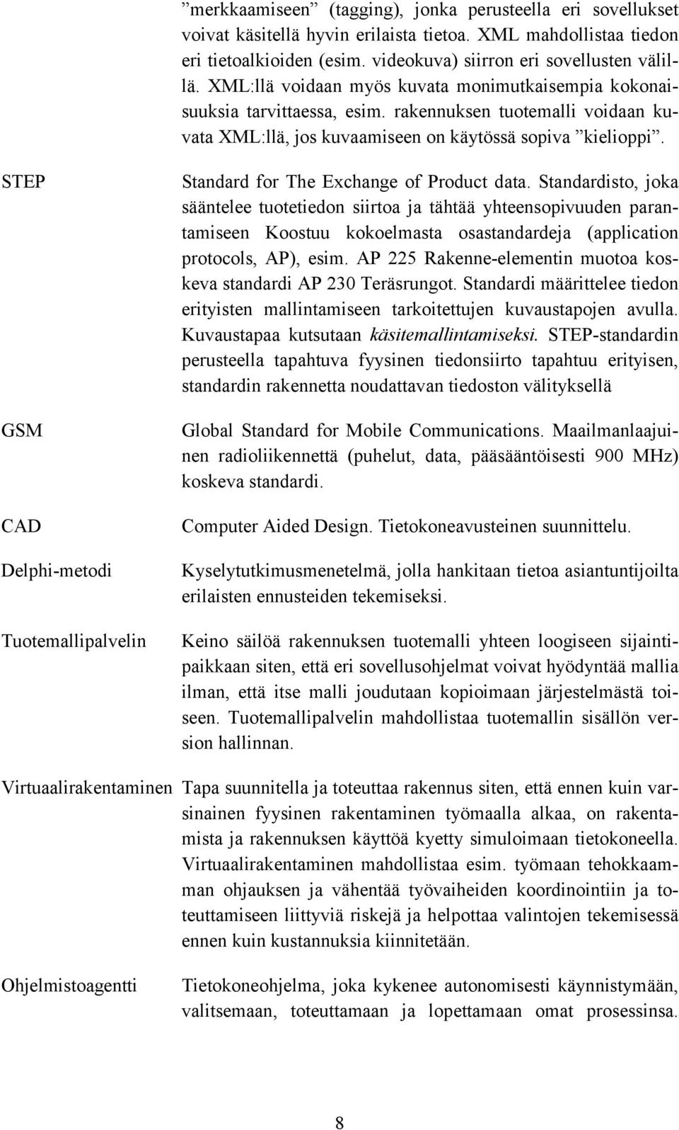 STEP GSM CAD Delphi-metodi Tuotemallipalvelin Standard for The Exchange of Product data.