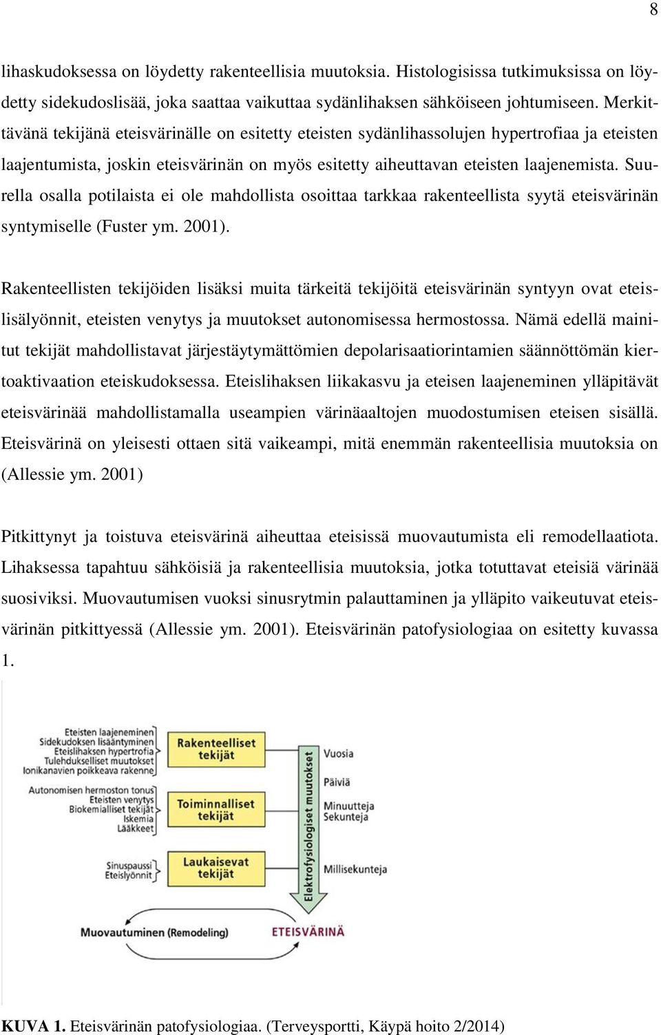 Suurella osalla potilaista ei ole mahdollista osoittaa tarkkaa rakenteellista syytä eteisvärinän syntymiselle (Fuster ym. 2001).