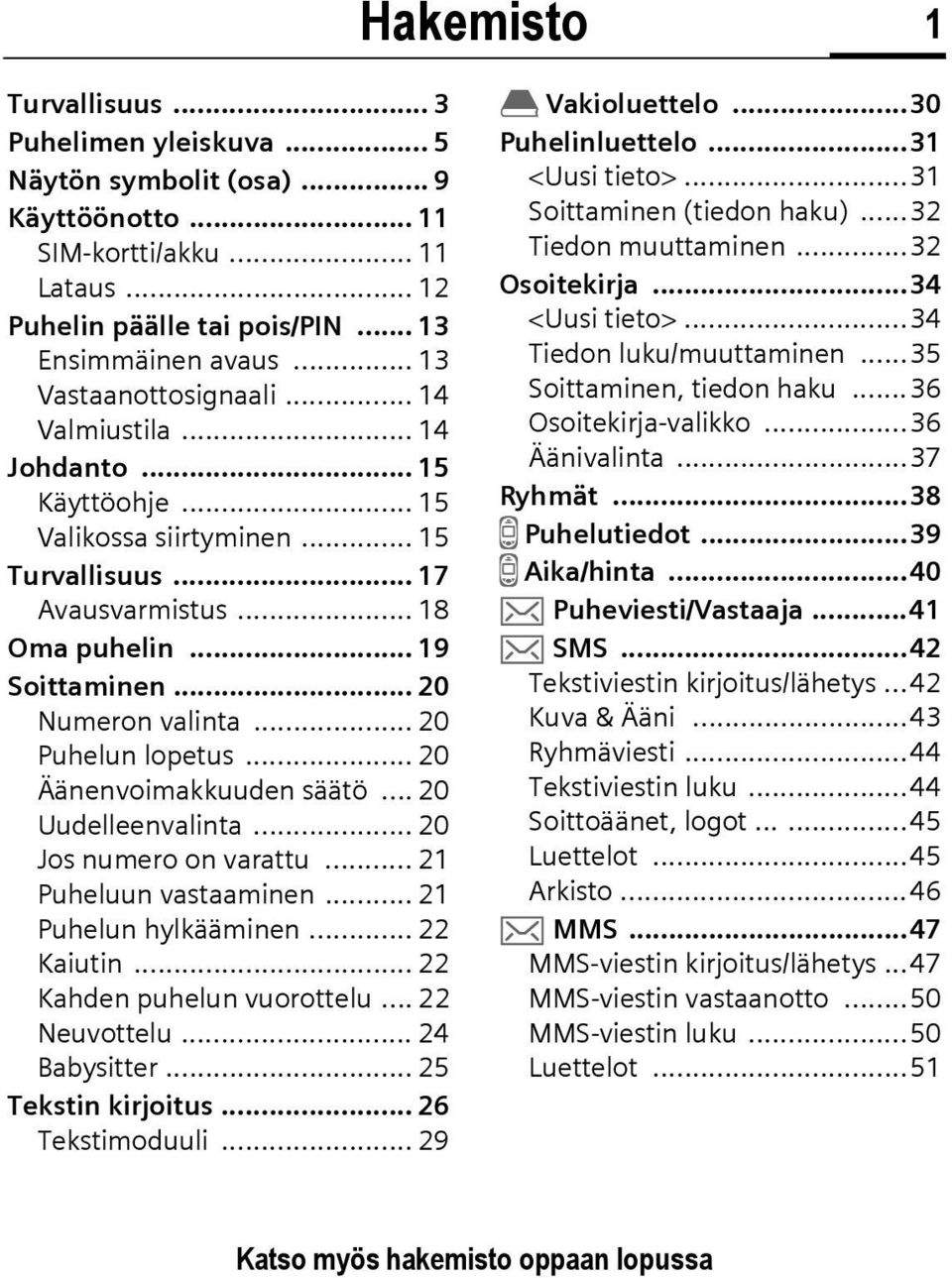 .. 20 Numeron valinta... 20 Puhelun lopetus... 20 Äänenvoimakkuuden säätö... 20 Uudelleenvalinta... 20 Jos numero on varattu... 21 Puheluun vastaaminen... 21 Puhelun hylkääminen... 22 Kaiutin.