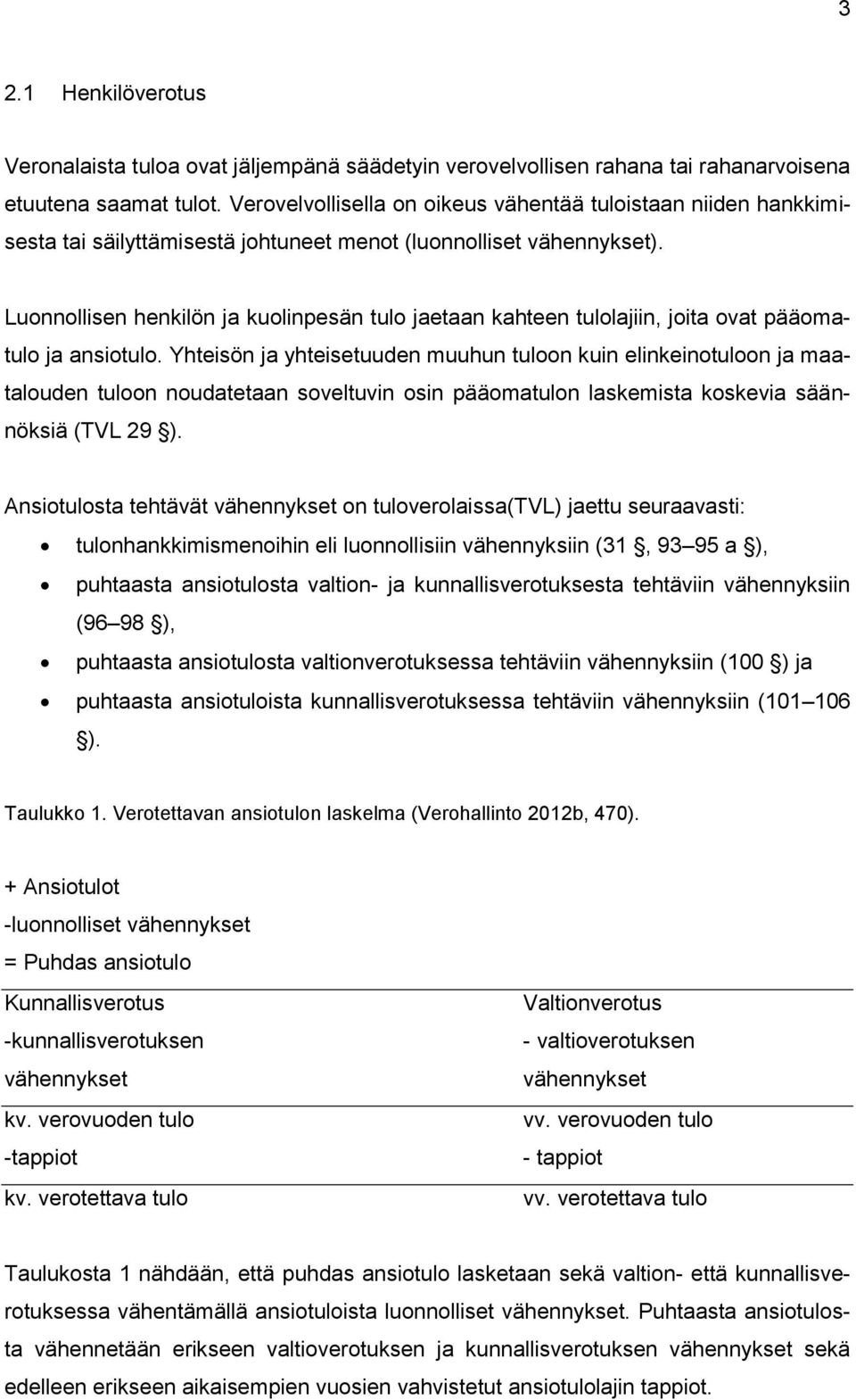 Luonnollisen henkilön ja kuolinpesän tulo jaetaan kahteen tulolajiin, joita ovat pääomatulo ja ansiotulo.