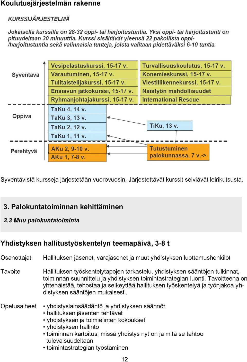 tarkastelu, yhdistyksen sääntöjen tulkinnat, toiminnan suunnittelu ja yhdistyksen toimintastrategian luonti.