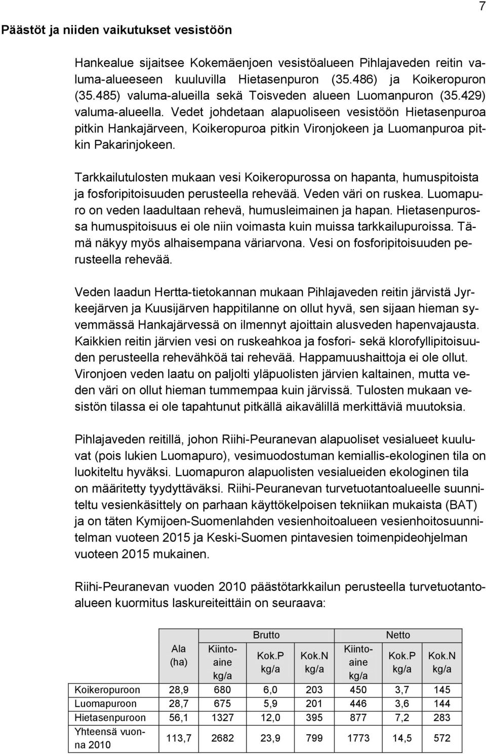 Vedet johdetaan alapuoliseen vesistöön Hietasenpuroa pitkin Hankajärveen, Koikeropuroa pitkin Vironjokeen ja Luomanpuroa pitkin Pakarinjokeen.