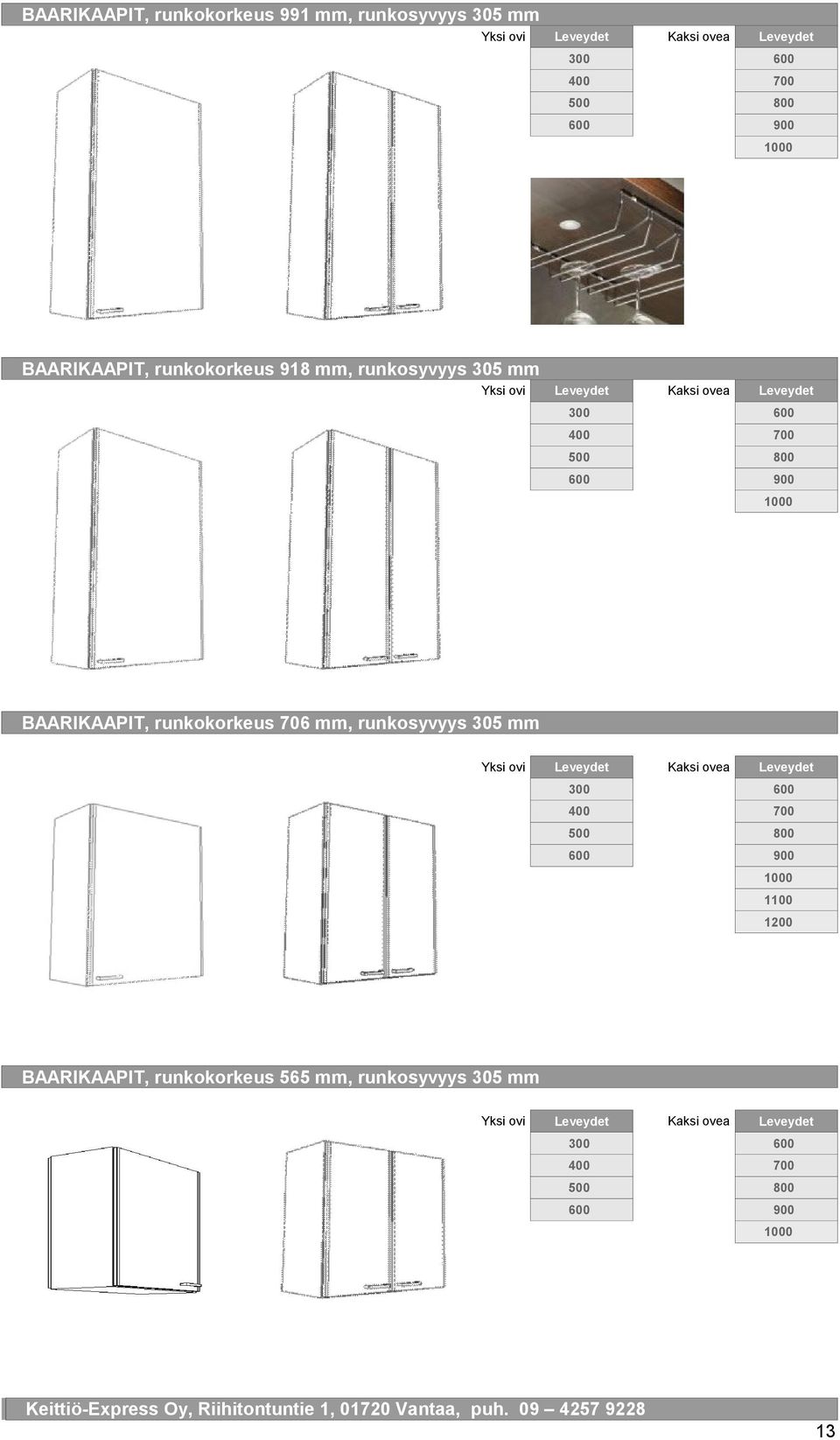 BAARIKAAPIT, runkokorkeus 706 mm, runkosyvyys 305 mm