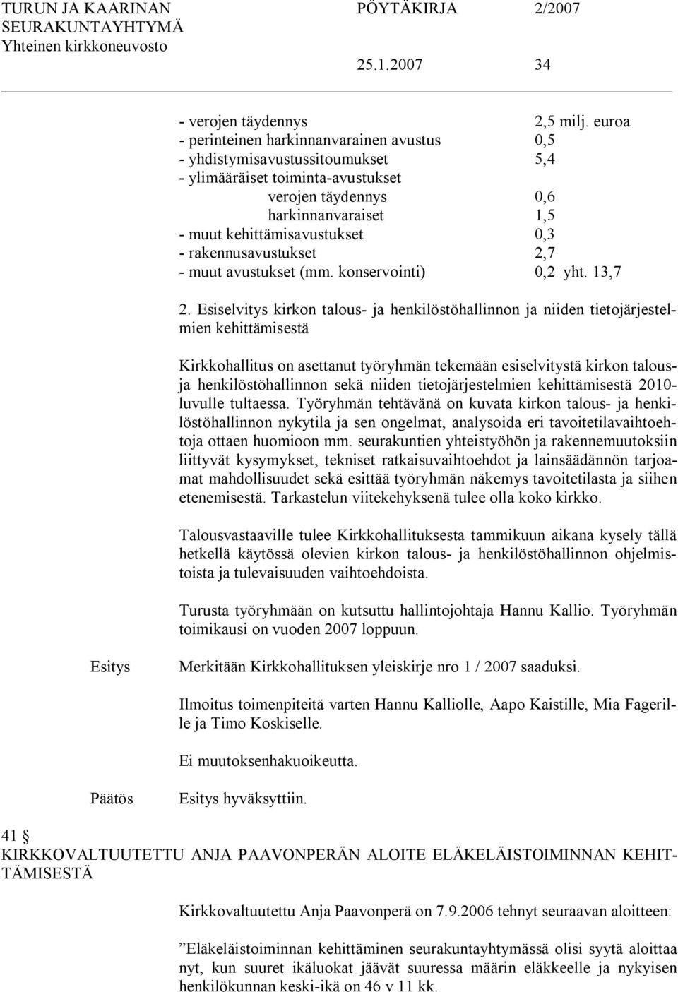 rakennusavustukset 2,7 muut avustukset (mm. konservointi) 0,2 yht. 13,7 2.