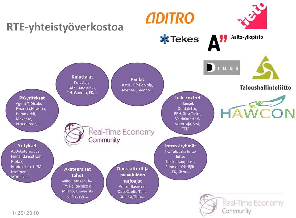 sektori Hansel, Kuntaliitto, PRH,Sitra,Tieke, Valtiokonttori, verottaja, VM, TEM,.